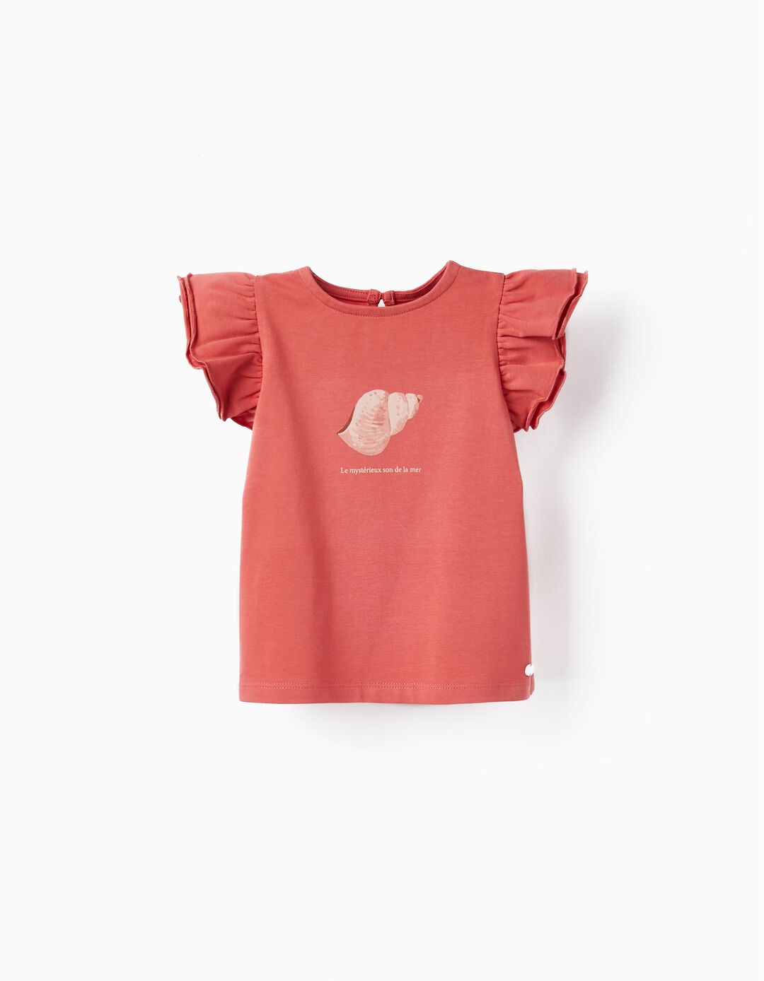 Cotton T-shirt for Baby Girl 'Shell', Dark Pink