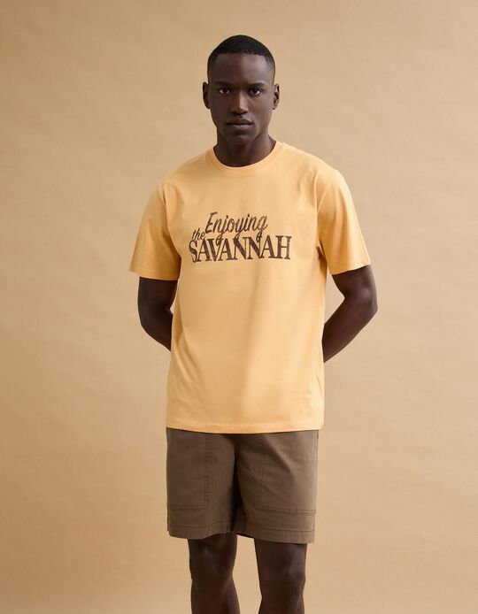 Comprar Online T-shirt Jersey Estampada, Homem, Laranja Claro