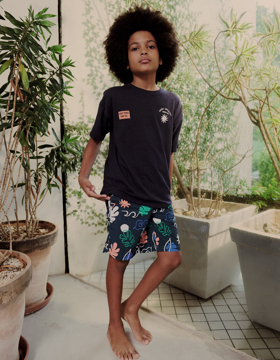 T-shirt com Estampado, Menino, Azul Escuro