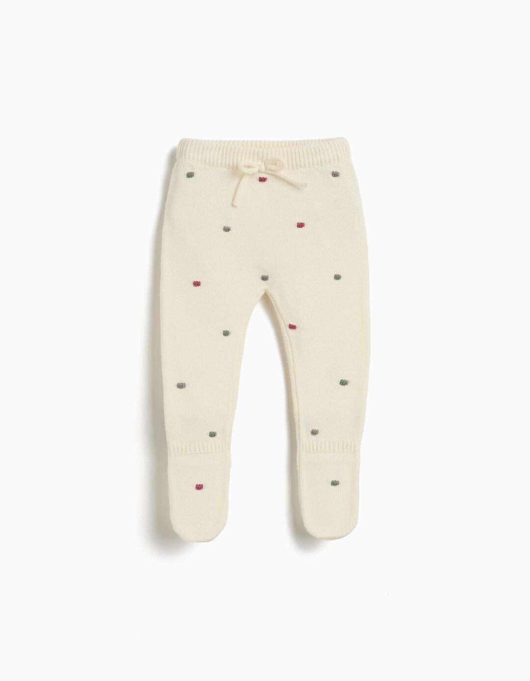 Calças com Pés de Malha, Recém-Nascido, Branco