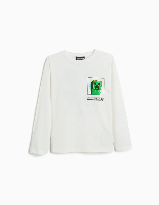 Comprar Online T-shirt Manga Comprida 'Minecraft', Menino, Branco
