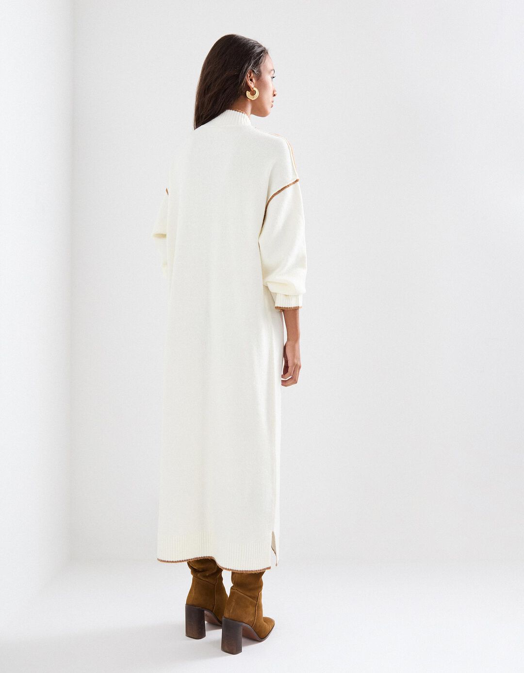 Vestido de Malha com Lã, Mulher, Cru