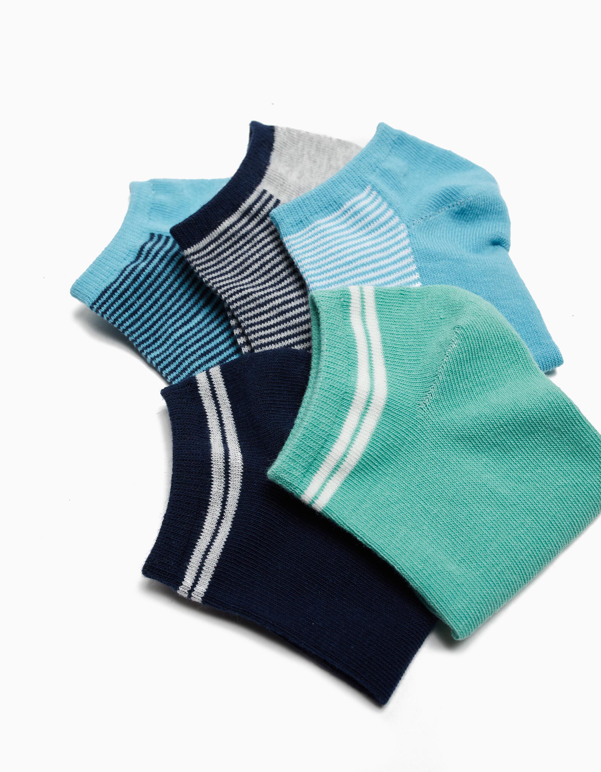 Comprar Online Pack 5 Pares de Meias Tornozelo, Menino, Multicor 
