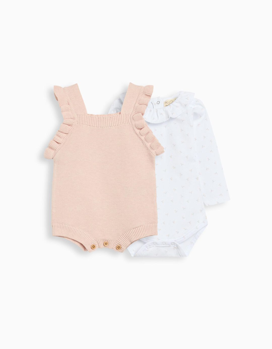 Conjunto Body e Macacão, Recém-Nascido, Rosa Claro