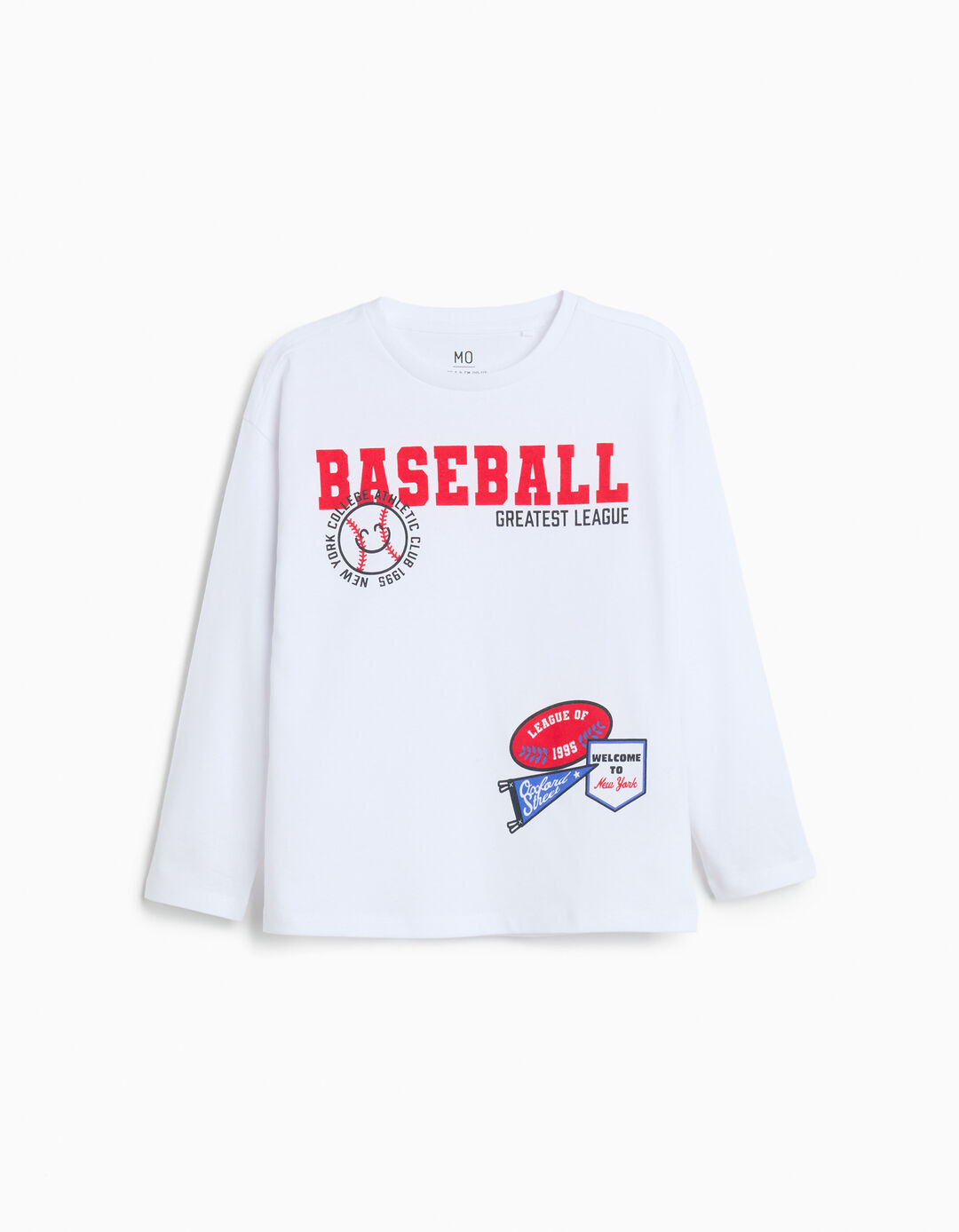 T-shirt de Manga Comprida, Menino, Branco