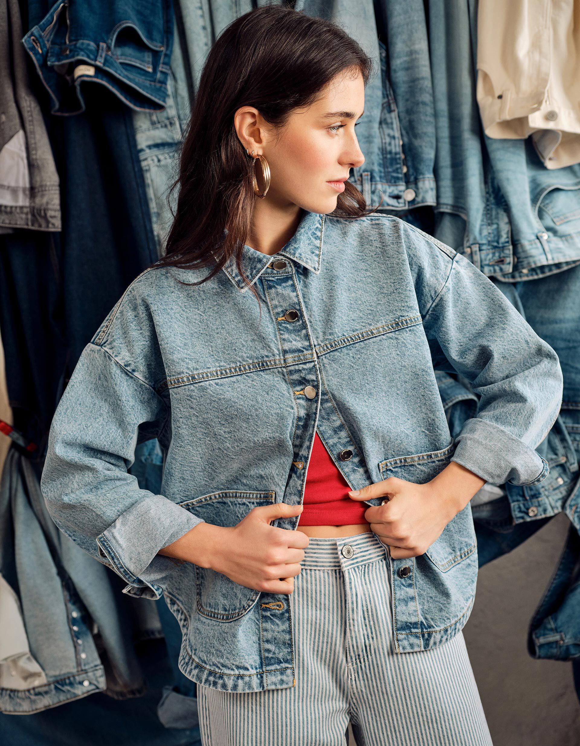 Comprar Online Sobrecamisa de Ganga, Mulher, Azul Claro