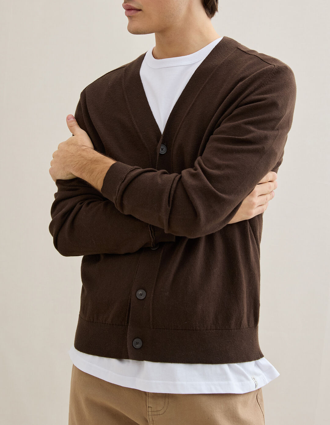 Casaco com Caxemira, Homem, Castanho Escuro