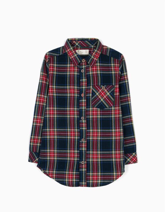 Camisa Menino Xadrez Azul B&S