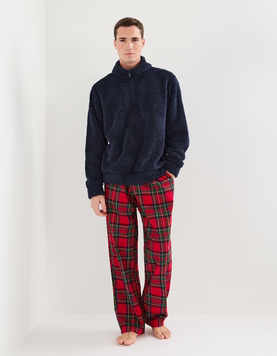 Pijama de Flanela, Homem, Azul Escuro 