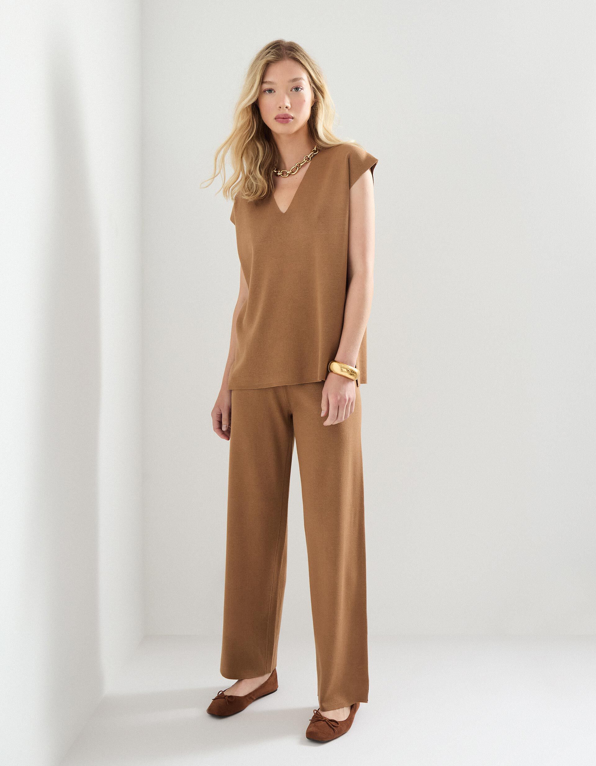 Comprar Online Cal&ccedil;as de Malha, Mulher, Castanho Claro 