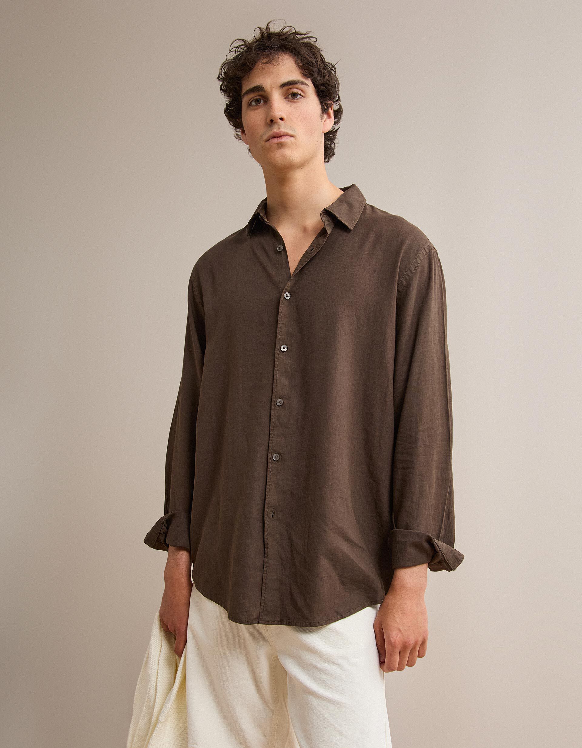 Comprar Online Camisa com Linho, Homem, Castanho