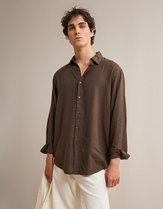 Comprar Online Camisa com Linho, Homem, Castanho