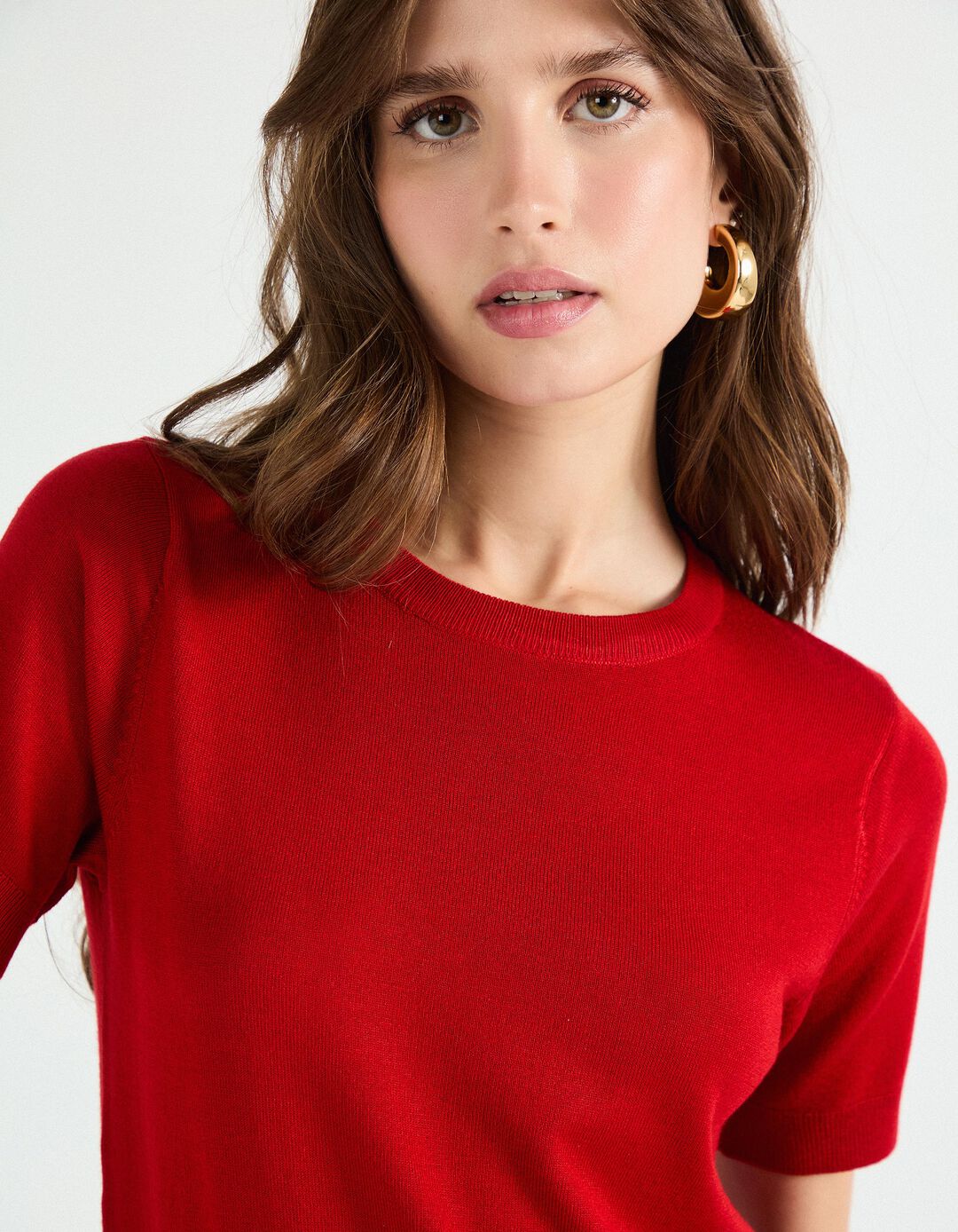 Camisola de Malha, Mulher, Vermelho Escuro
