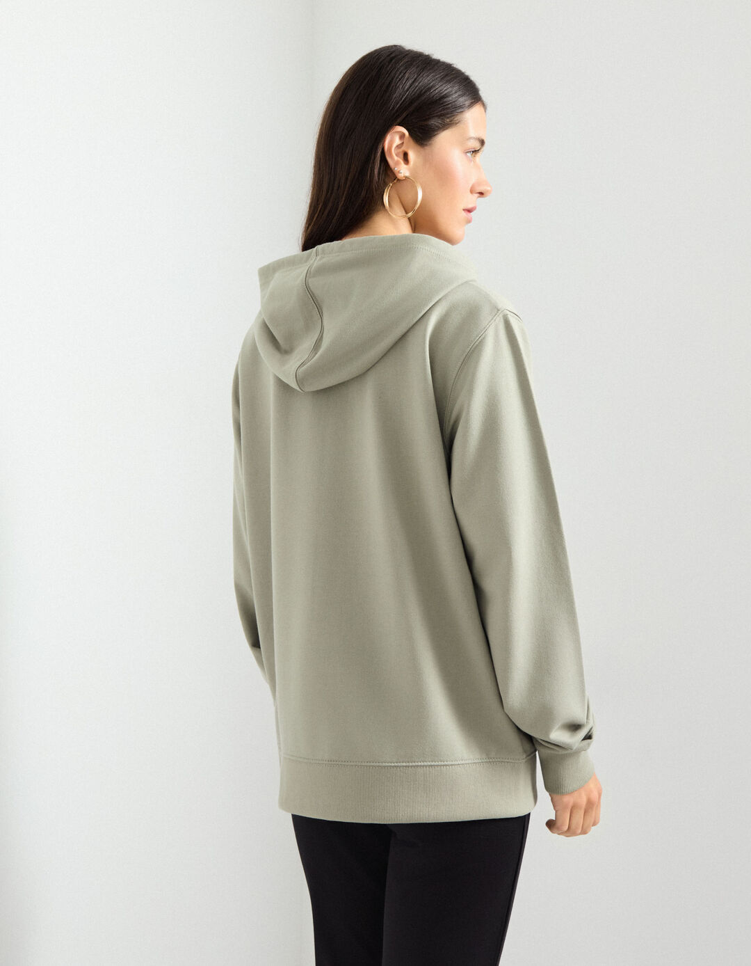 Sweatshirt com Capuz, Mulher, Cinzento Claro