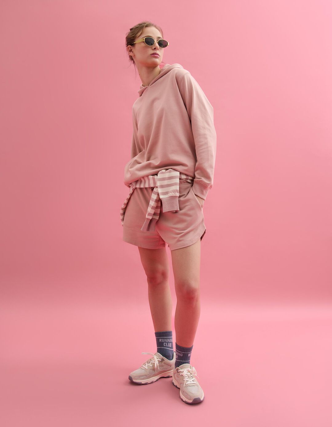 Sweatshirt com Capuz, Mulher, Rosa Claro