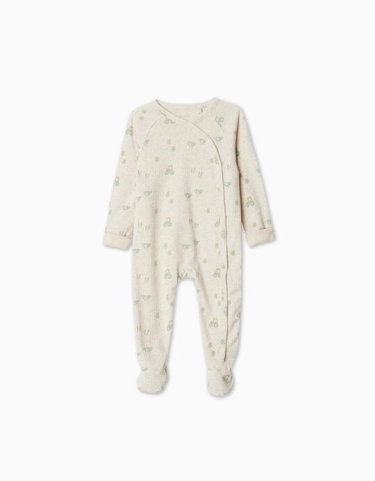 Comprar Online Printed Ribbed Babygrow, Baby Boy, Light Beige