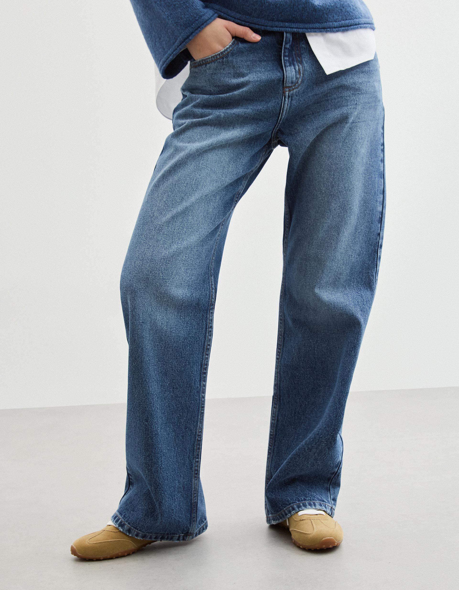 Comprar Online Cal&ccedil;as de Ganga Wide Leg, Mulher, Azul Escuro