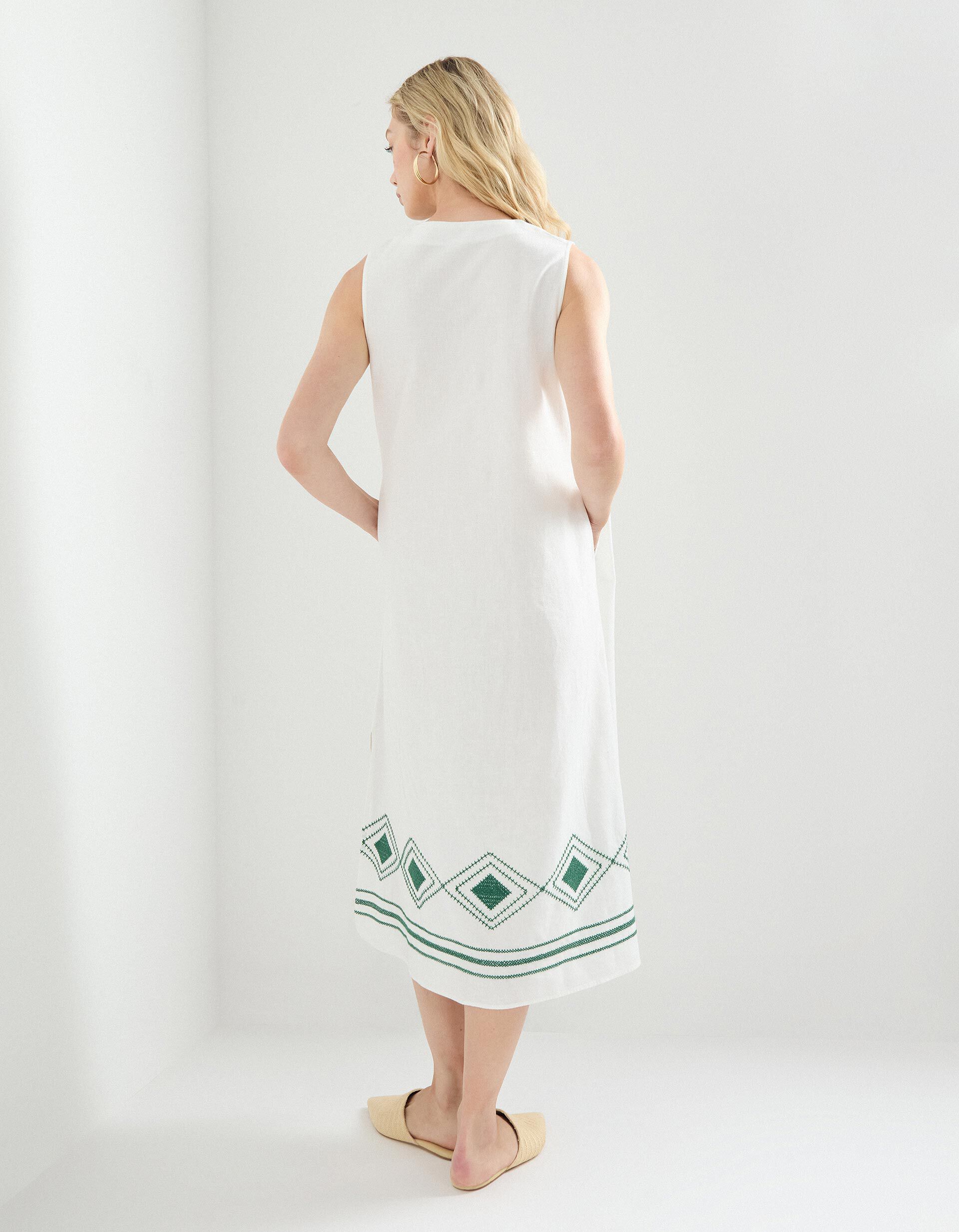 Comprar Online Vestido com Linho, Mulher, Bege Claro 