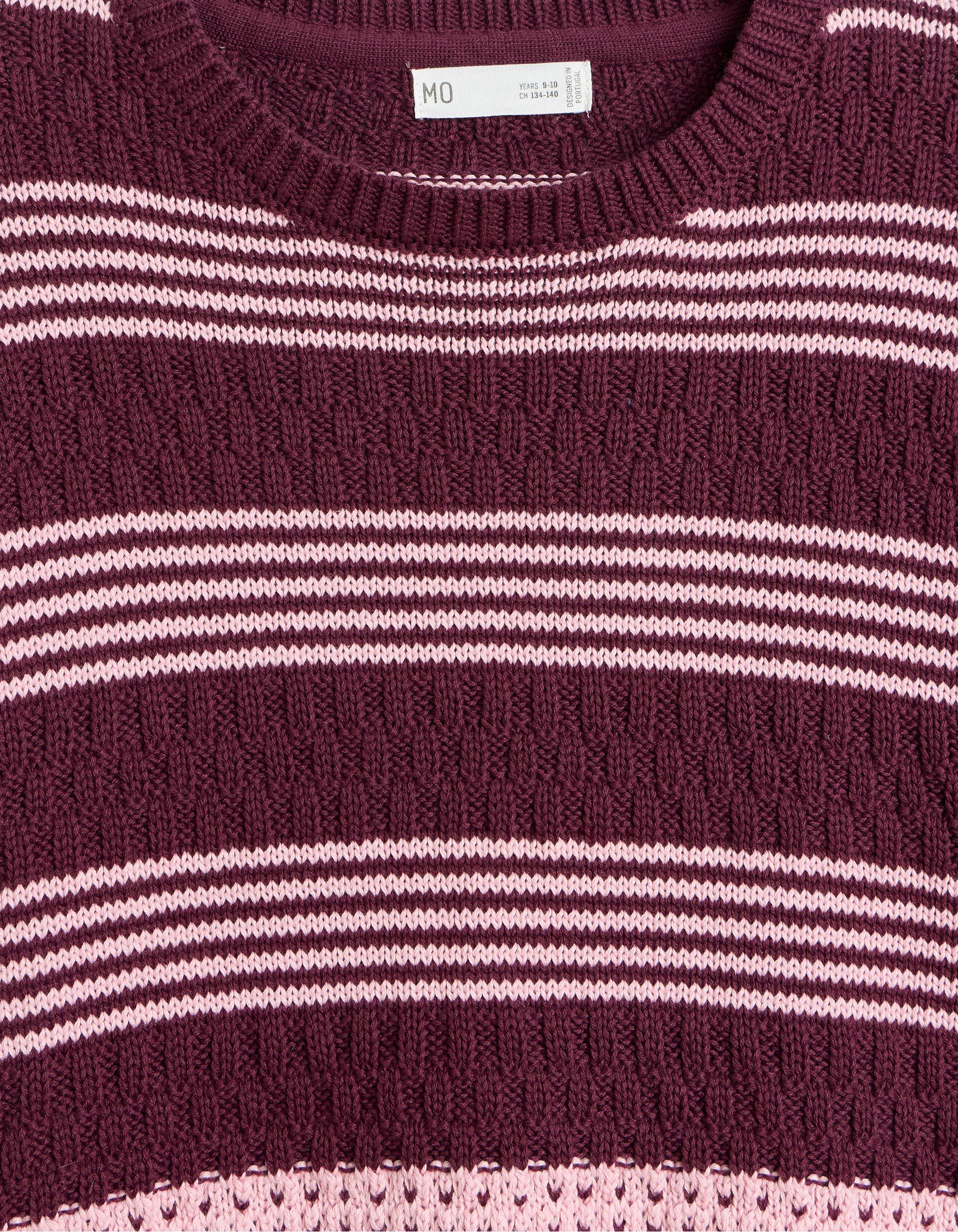 Comprar Online Camisola Tricotada &Agrave;s Riscas, Menina, Rosa Escuro