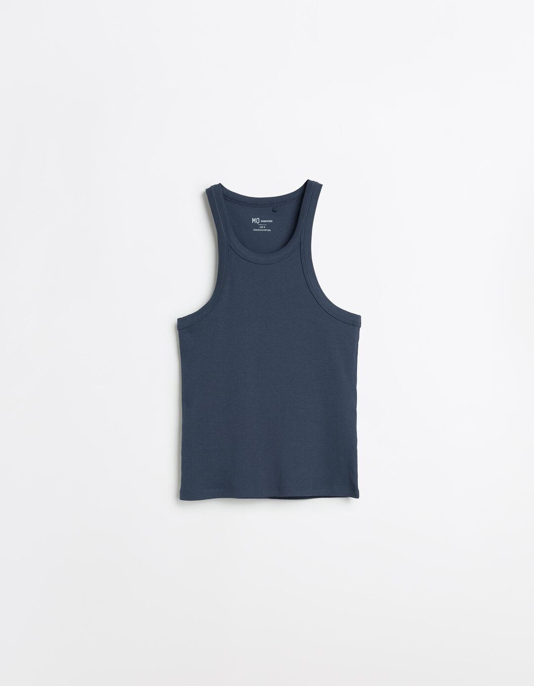 Tank Top Canelado, Mulher, Azul Escuro