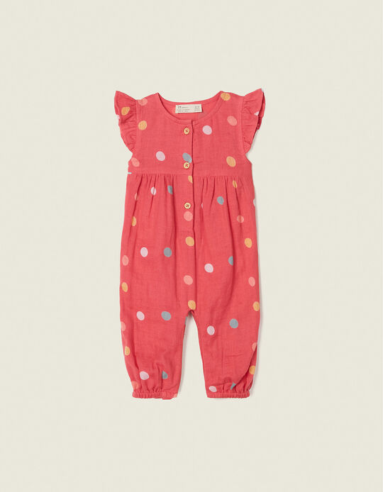Jumpsuit for Newborn Baby Girls 'dots', coral