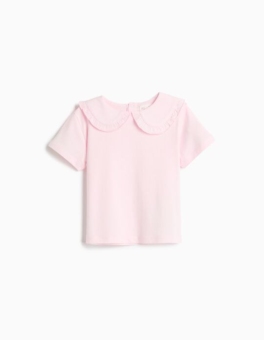 Comprar Online T-shirt Com Gola, Menina, Rosa Claro