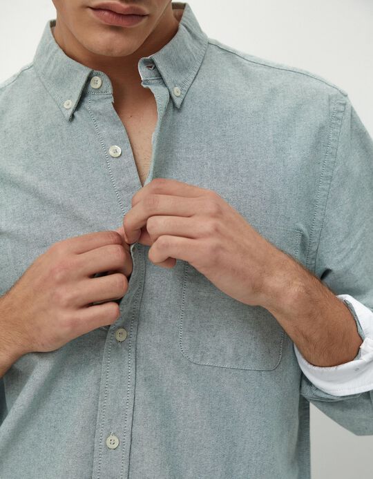 Comprar Online Camisa de Manga Comprida Oxford, Homem, Verde