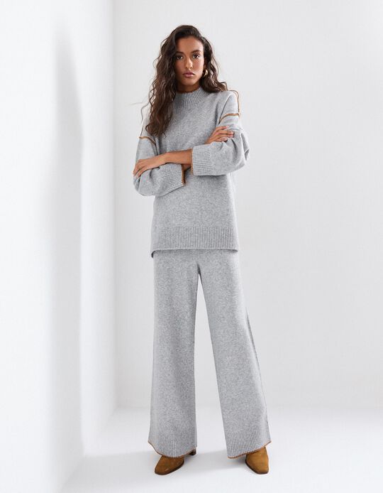 Comprar Online Calças de Malha com Lã, Mulher, Cinzento Clro