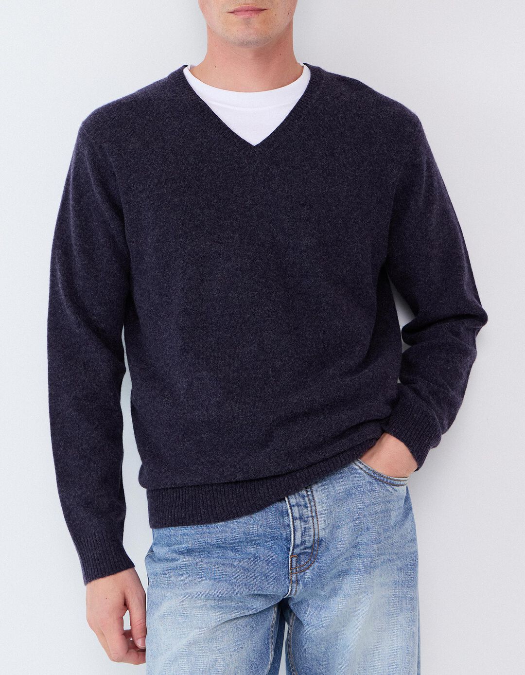 Camisola Com Mistura De L&atilde;, Homem, Azul Escuro