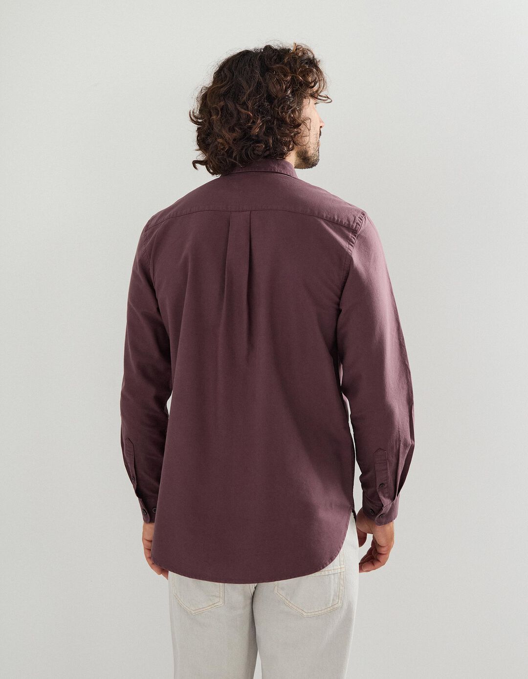 Camisa de Manga Comprida Oxford, Homem, Castanho