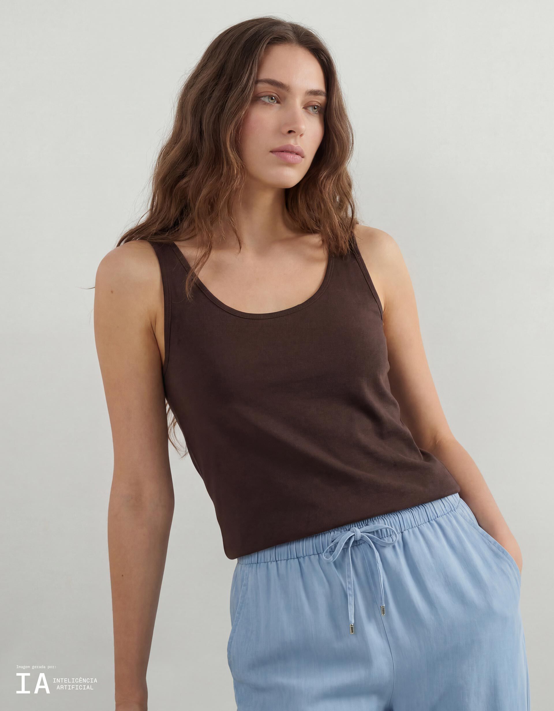 Comprar Online Top, Mulher, Castanho Escuro