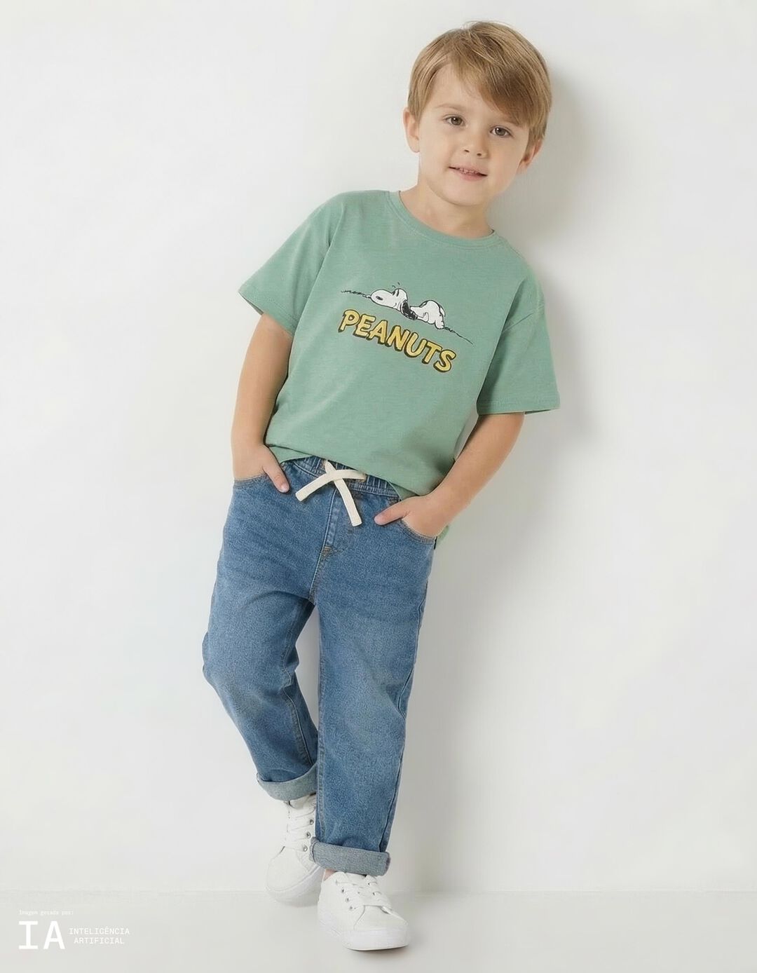 T-shirt 'Snoopy', Menino, Verde Claro