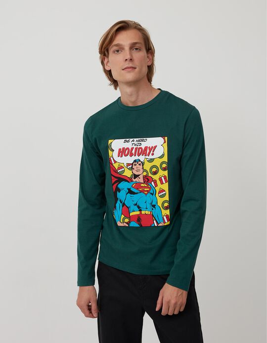 T-shirt Manga Comprida 'Super Man', Homem, Verde
