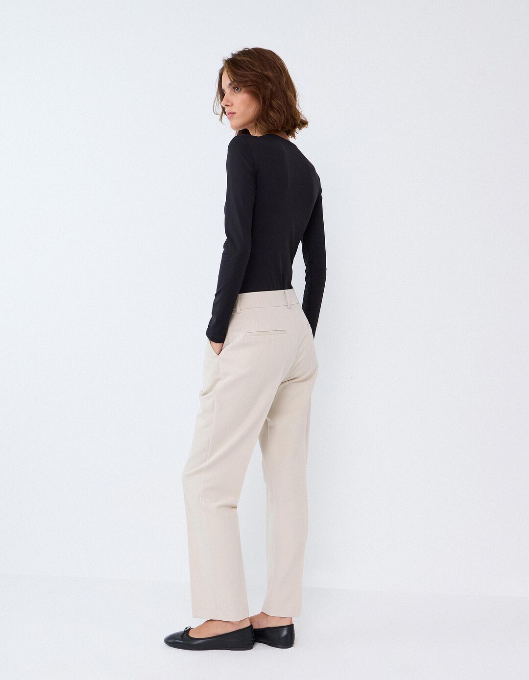 Cal&ccedil;as Tailored, Mulher, Bege