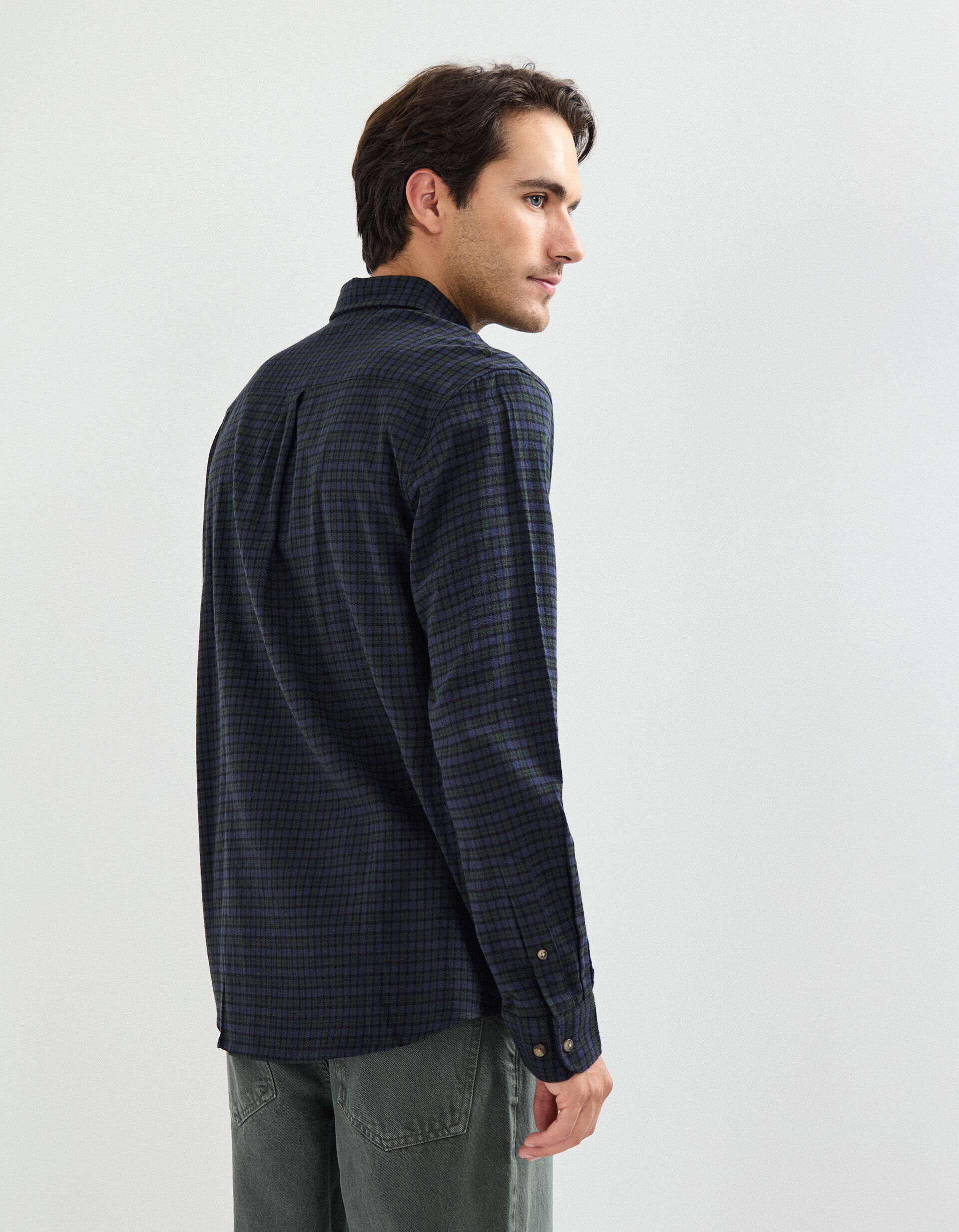 Comprar Online Camisa de Xadrez, Homem, Azul Escuro