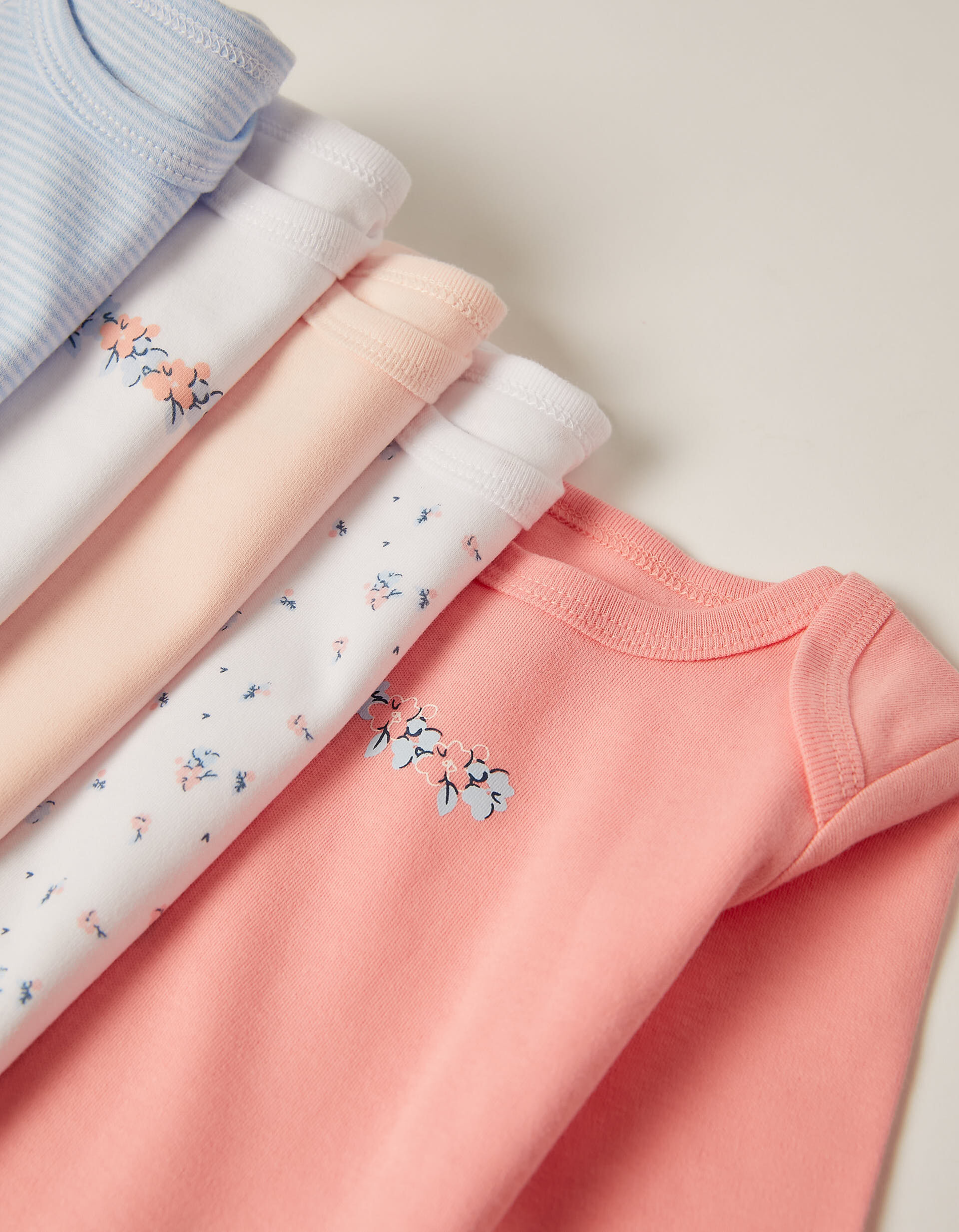 Comprar Online Pack of 5 Long Sleeve Cotton Bodysuits for Newborn Girls and Baby Girls 'Flowers', Multicolour