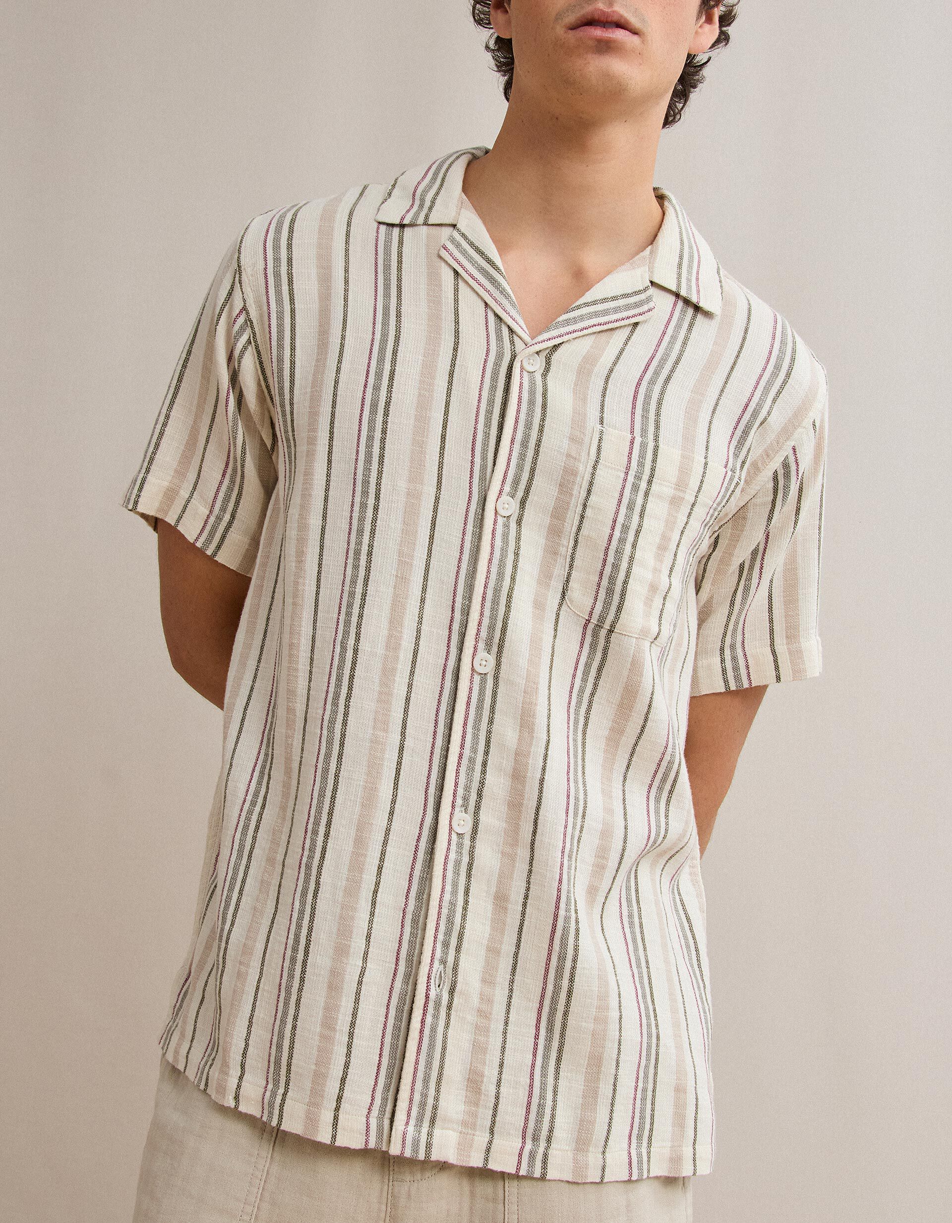 Comprar Online Camisa Riscas, Homem, Bege