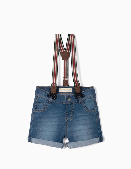 Cal&ccedil;&otilde;es de Ganga com Suspens&oacute;rios para Beb&eacute; Menino, Azul