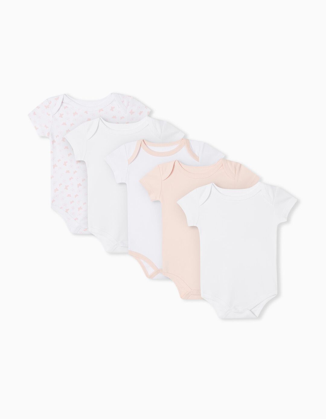5 Short Sleeve Bodies Pack, Baby Girls, Multicolour