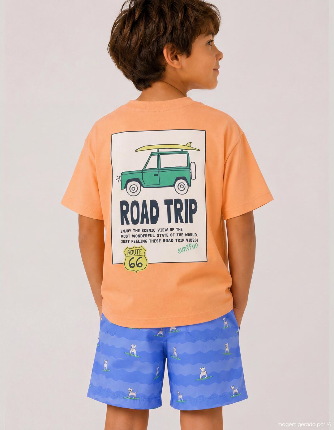 T-shirt, Menino, Laranja Claro
