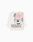 Long Sleeve T-shirt in Cotton for Girls 'Happy Minnie', White