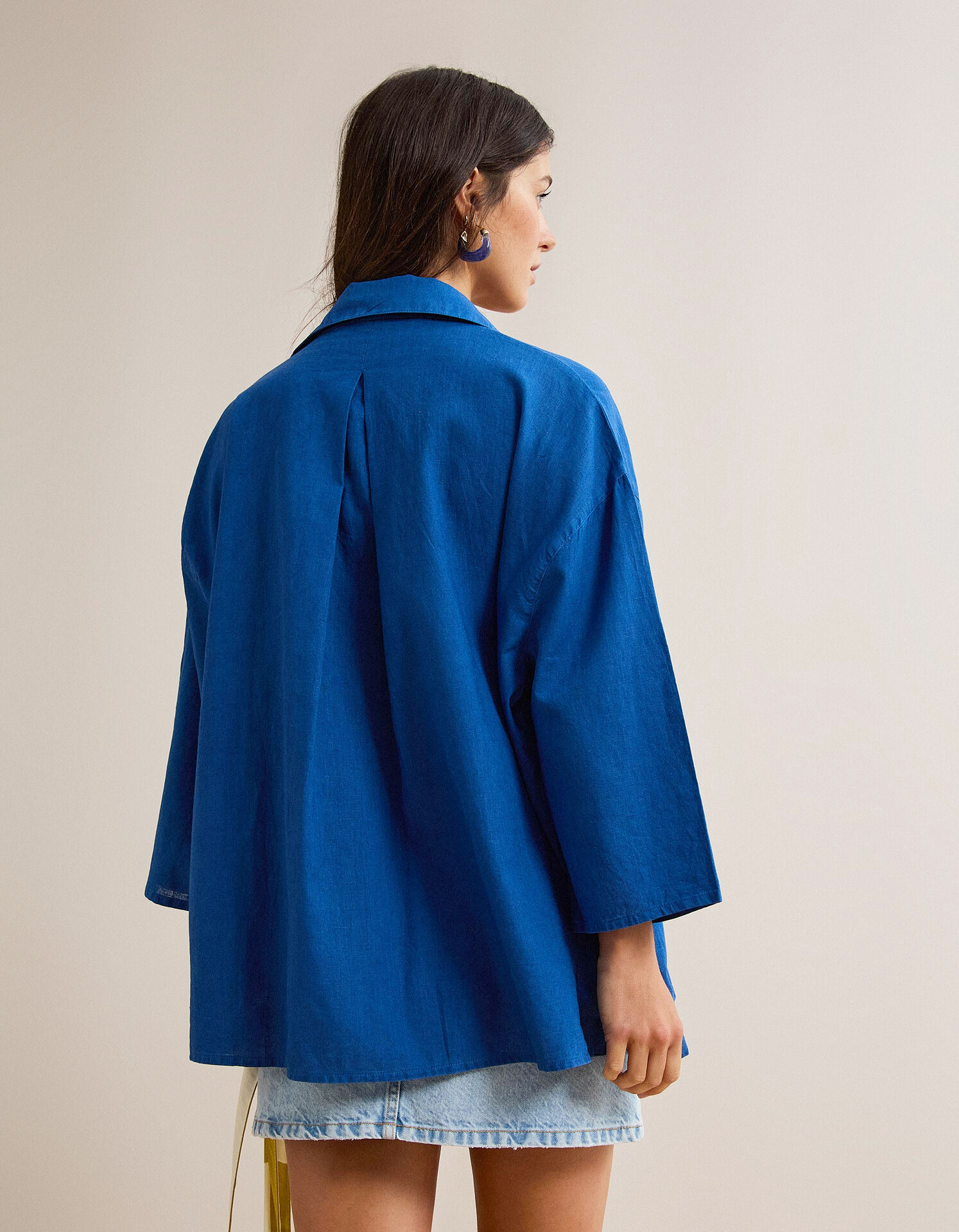 Comprar Online Blusa com Linho, Mulher, Azul 
