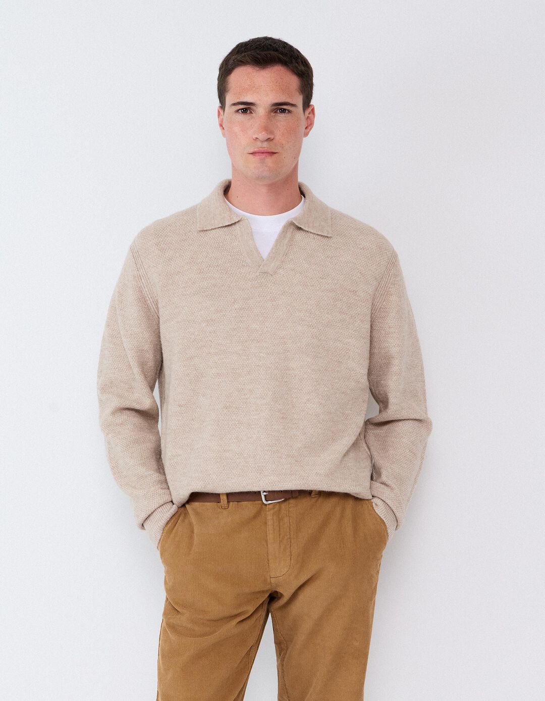 Camisola De Malha, Homem, Bege