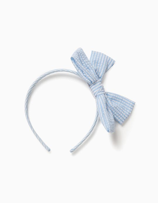 Bandolete com La&ccedil;o para Menina Riscas, Azul e Branco