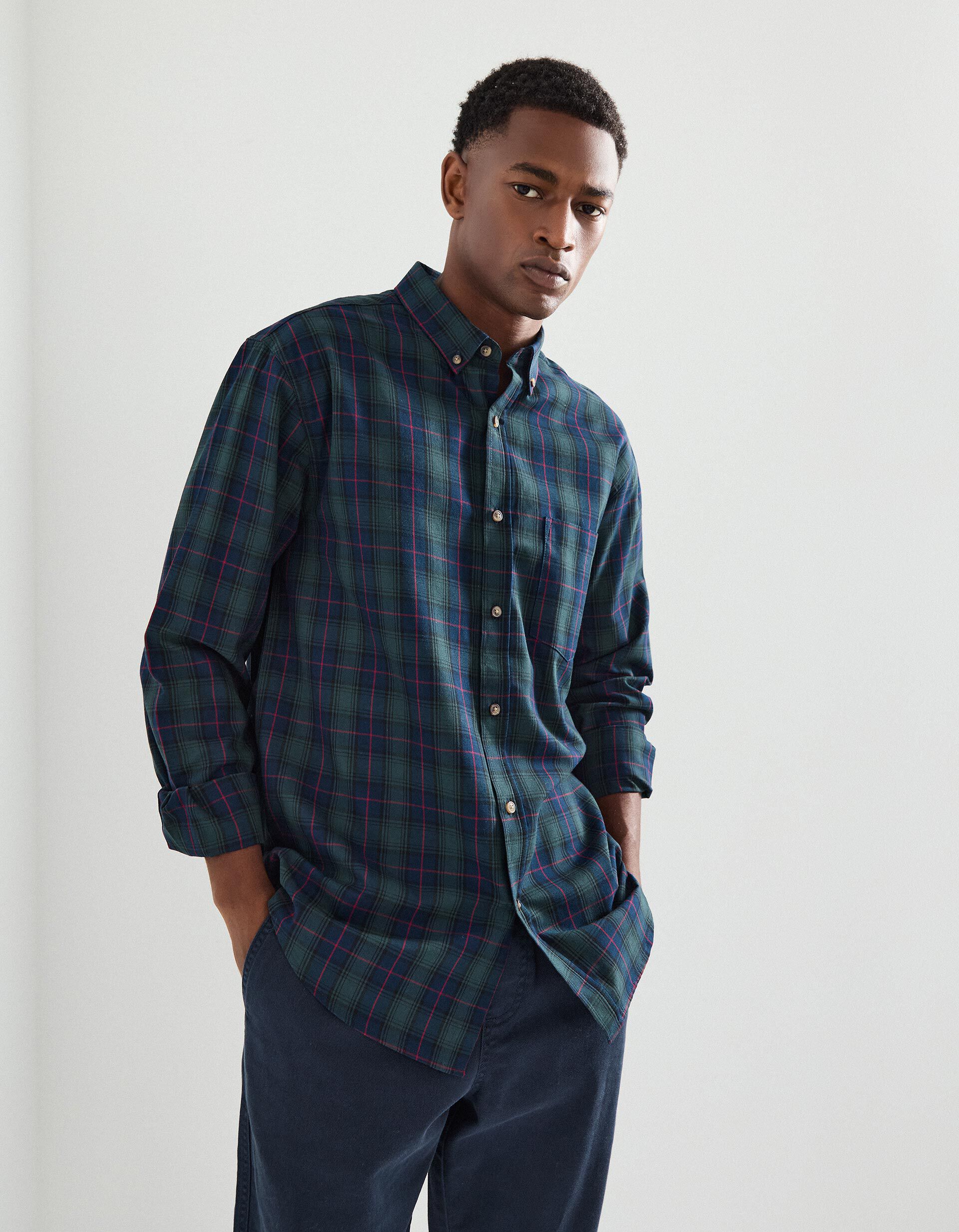 Comprar Online Camisa de Xadrez, Homem, Verde Escuro