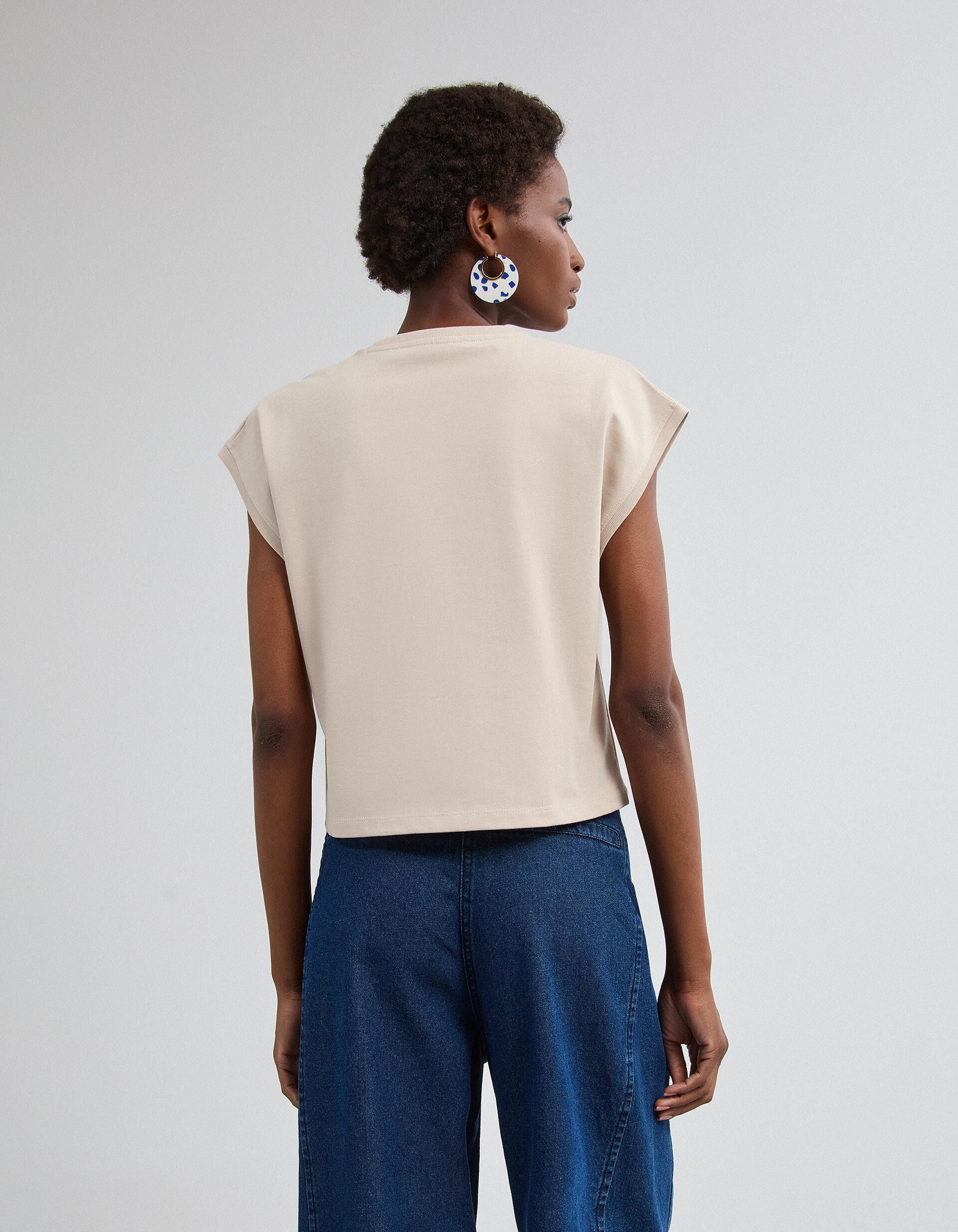 Comprar Online T-shirt Cropped, Mulher, Bege