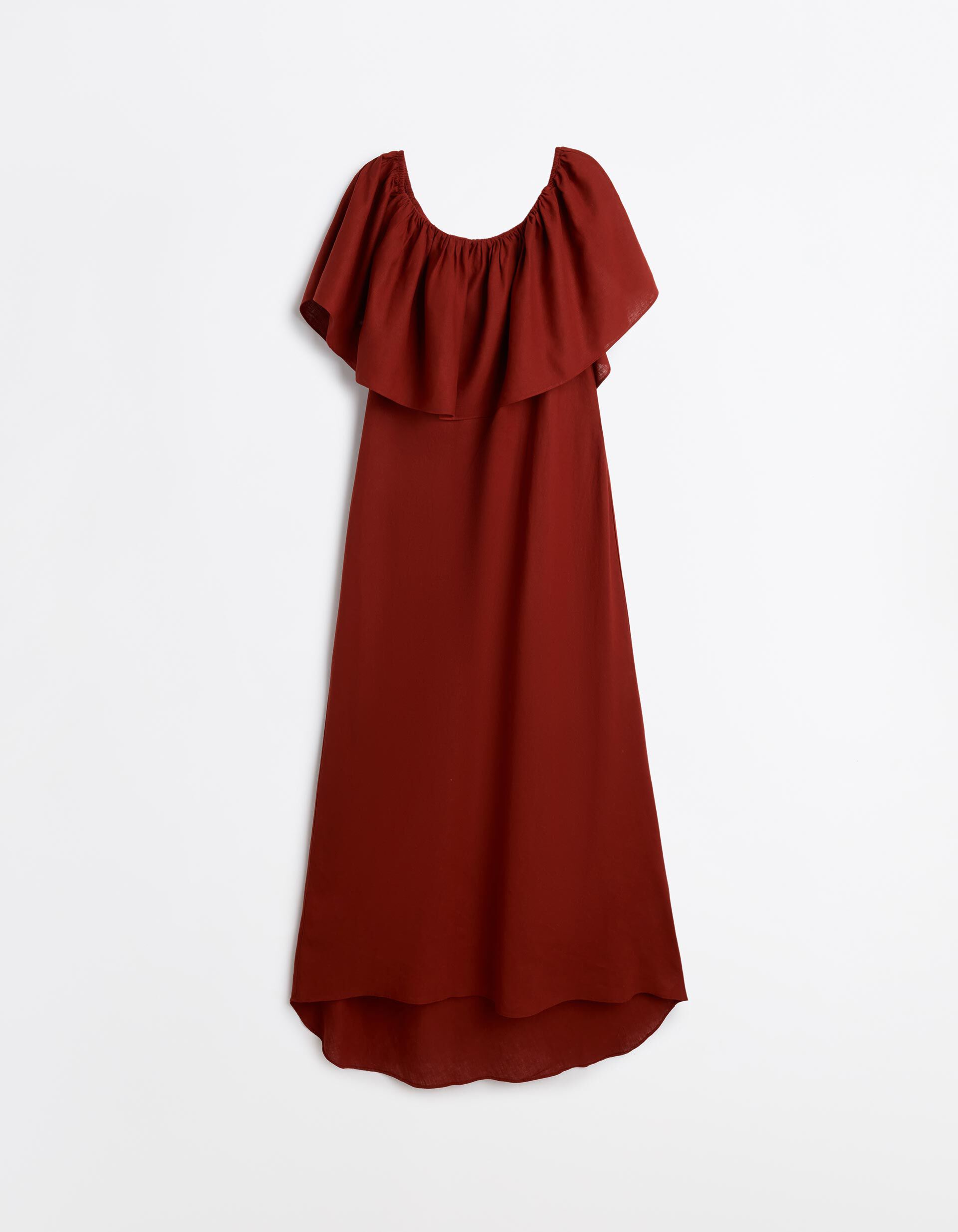 Comprar Online Vestido Com Linho, Mulher, Vermelho Escuro