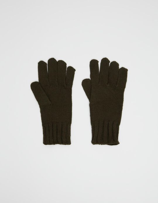 Knitted Gloves, Men, Dark Green