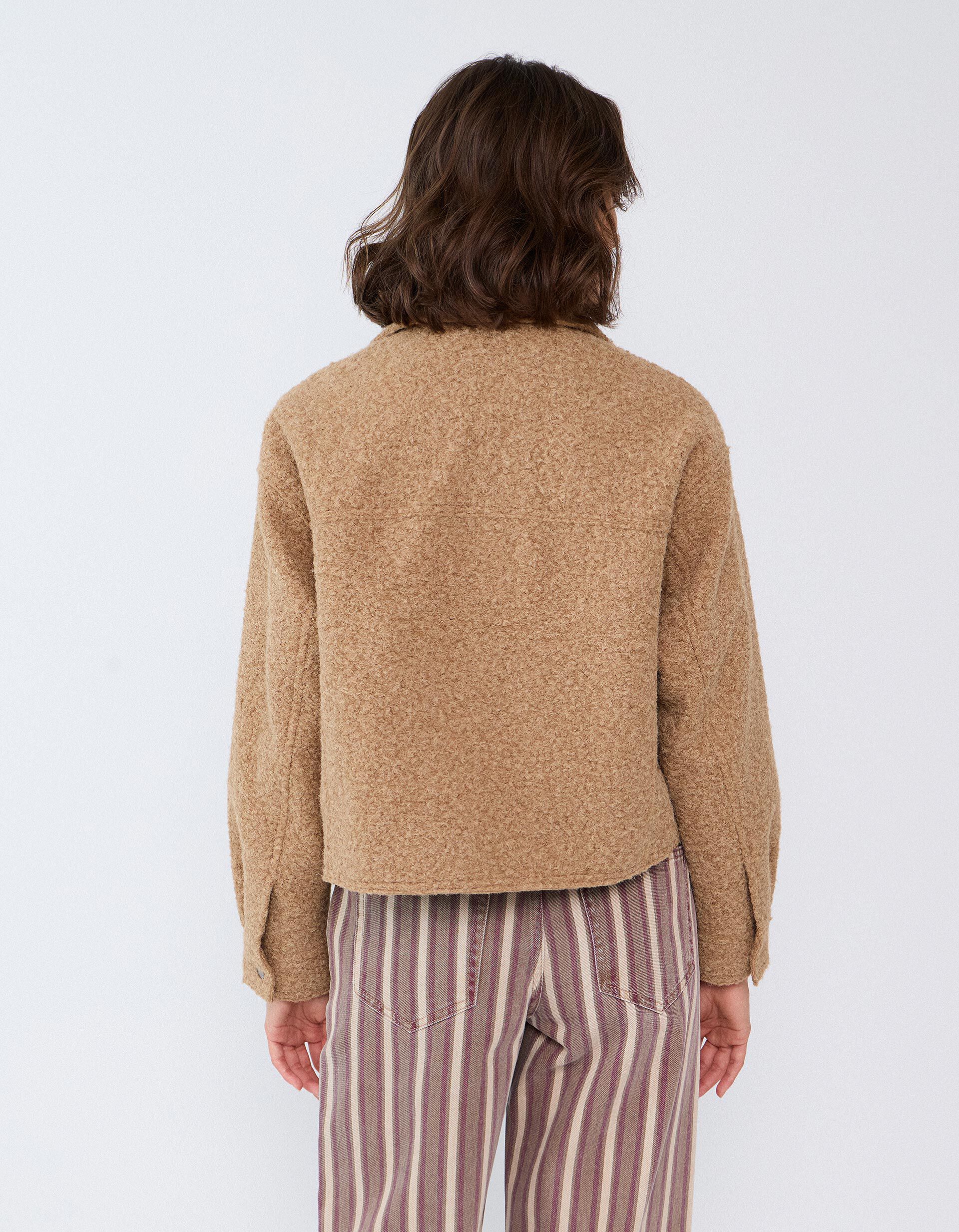 Comprar Online Blus&atilde;o Curto Efeito Boucl&eacute;, Mulher, Bege