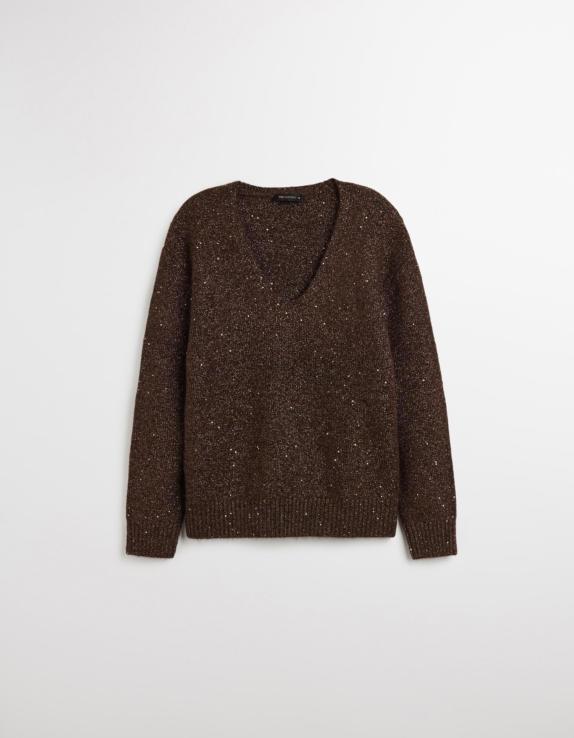 Comprar Online Camisola com Lantejoulas, Mulher, Castanho Escuro 